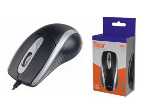 Мышь проводная Perfeo "TOUR", 3 кн, DPI 1000, USB (черно-серебристый)