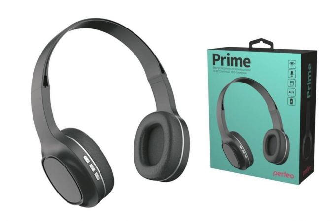 Наушники мониторные беспроводные Perfeo BT с микрофоном PRIME MP3 плеер (у) Bluetooth (черный)