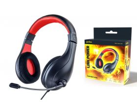 Наушники мониторные проводные с микрофоном Perfeo LINK POWER 2,0 м (черно-красный)