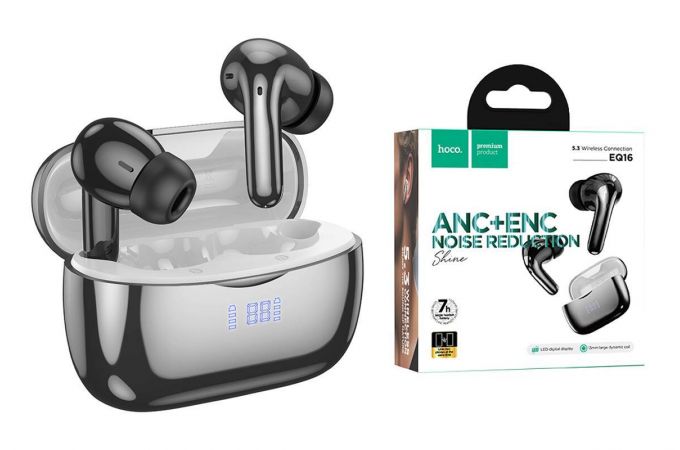 Наушники вакуумные беспроводные HOCO EQ16 Shine wireless BT headset (черная глазурь)
