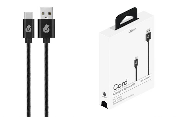 Кабель USB - USB Type-C Ubear Cord 2A 1.2m Black