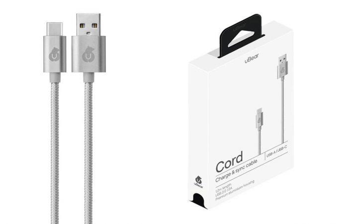 Кабель USB - USB Type-C Ubear Cord 2A 1.2m Grey