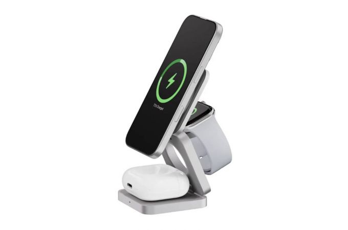 Беспроводное зарядное устройство с поддержкой MagSafe 3в1 25W, uBear Balance Slim Steal (White)