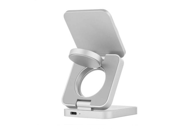 Беспроводное зарядное устройство с поддержкой MagSafe 3в1 25W, uBear Balance Slim Steal (White)
