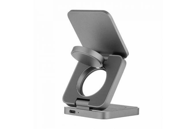 Беспроводное зарядное устройство с поддержкой MagSafe 3в1 25W, uBear Balance Slim Steal (Dark Grey)