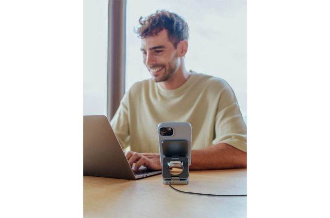 Беспроводное зарядное устройство с поддержкой MagSafe 3в1 25W, uBear Balance Slim Steal (Dark Grey)