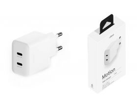 Сетевое зарядное устройство uBear Motion, GaN, 45W (2 ports USB-C) (White)
