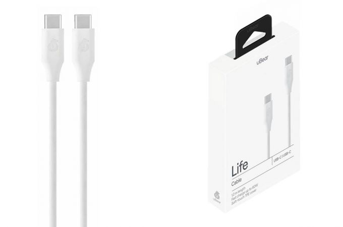 Кабель USB-C/USB-C uBear 1.2м, 60W (Белый)