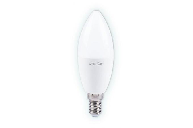 Лампа светодиодная Smartbuy свеча C37 E14 9.5W (900lm) 3000K 3K матовый пластик SBL-C37-9_5-30K-E14