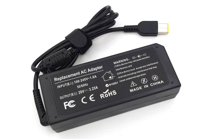 Блок питания / зарядное устройство для ноутбука Lenovo (20V 3.25A прямоугольный) ReplacementAC комплект