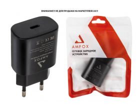 Сетевое зарядное устройство USB-C AMFOX AH-25, 25Вт, быстрая зарядка PD, черное