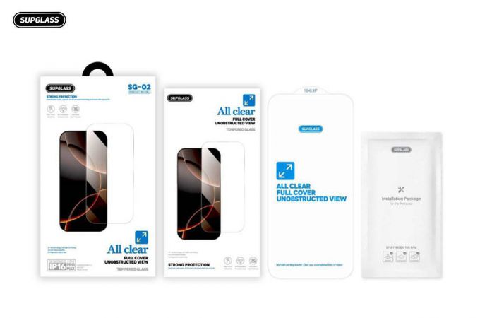Защитное стекло Supglass SG-02 без черных рамок Transparent Glass All Clear For IPhone 17 Air (6.6)