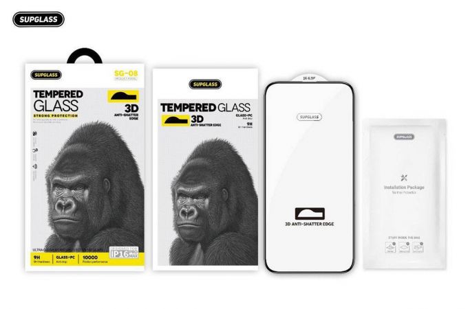 Защитное стекло SUPGLASS Nano Edge Glass SG-08 IPhone 17 Air (6.6) (силиконовый борт)