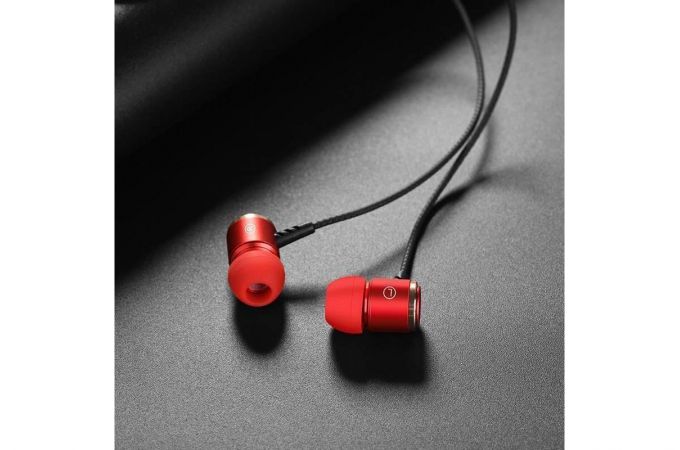 Наушники вакуумные проводные HOCO M42 Ice rhyme wire control (красный)