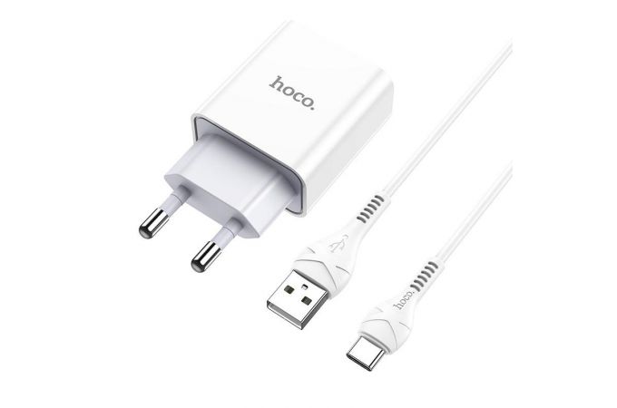 Сетевое зарядное устройство USB + кабель Type-C HOCO C81A Asombrosos (белый)