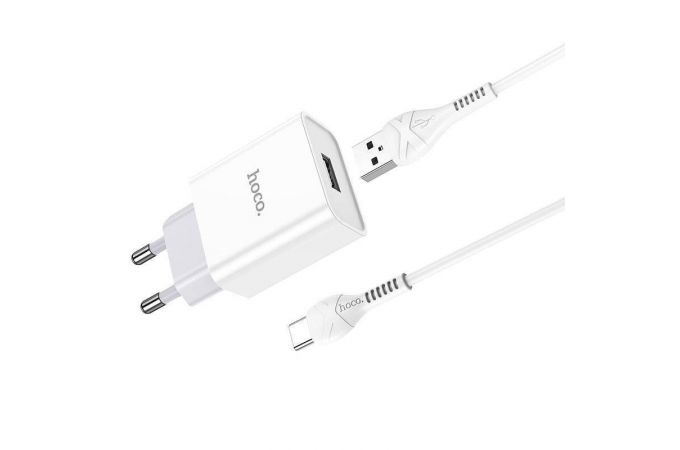 Сетевое зарядное устройство USB + кабель Type-C HOCO C81A Asombrosos (белый)