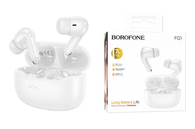 Наушники вакуумные беспроводные BOROFONE FQ1 Plus Shine ANC+ENC Noise Reduction BT headset Bluetooth (топленое молоко)