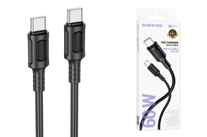 Кабель USB Type-C - USB Type-C BOROFONE BX111, PD60W (черный) 1м