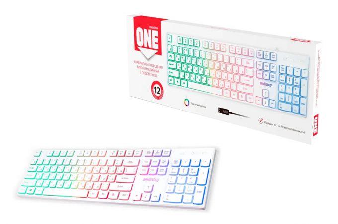 Клавиатура проводная с подсветкой Smartbuy ONE 251 USB белая (SBK-251U-W)/20