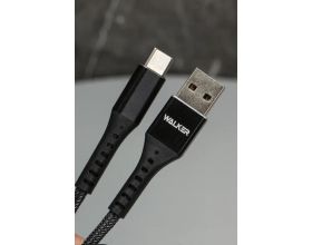Кабель USB "WALKER" C780 для TYPE-C 45W, поддержка QC, нейлон, черный
