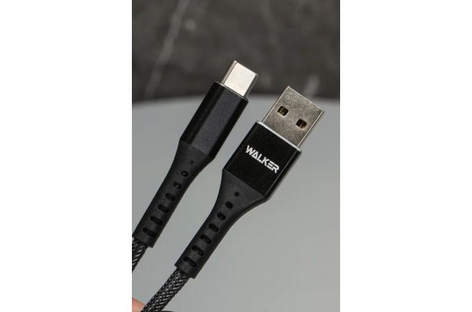 Кабель USB "WALKER" C780 для TYPE-C 45W, поддержка QC, нейлон, черный