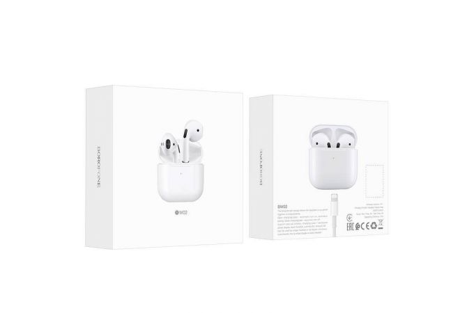 Наушники вакуумные беспроводные BOROFONE BW02 Plus True wireless BT Earphone Bluetooth (белый)