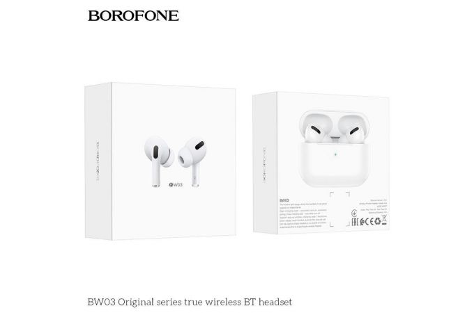 Наушники вакуумные беспроводные BOROFONE BW03 Plus True wireless BT headset Bluetooth (белый)