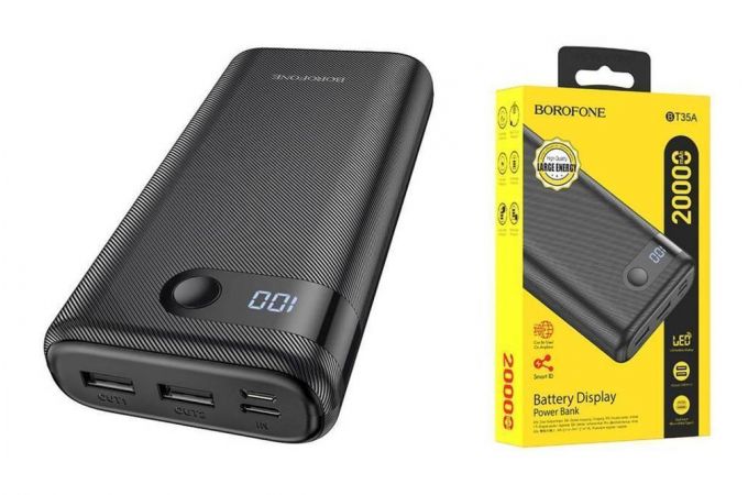 Универсальный дополнительный аккумулятор Power Bank BOROFONE BT35A (20000 mAh) (черный)