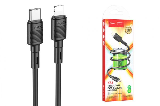 Кабель USB Type-C - Lightning HOCO X83 PD20W (черный) 1м