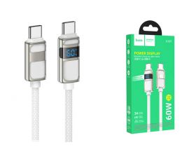 Кабель USB Type-C - USB Type-C HOCO U137 Line 60W (белый) 1м