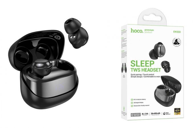 Наушники вакуумные беспроводные HOCO EW200 Elegant true wireless sleep BT headset (черный)