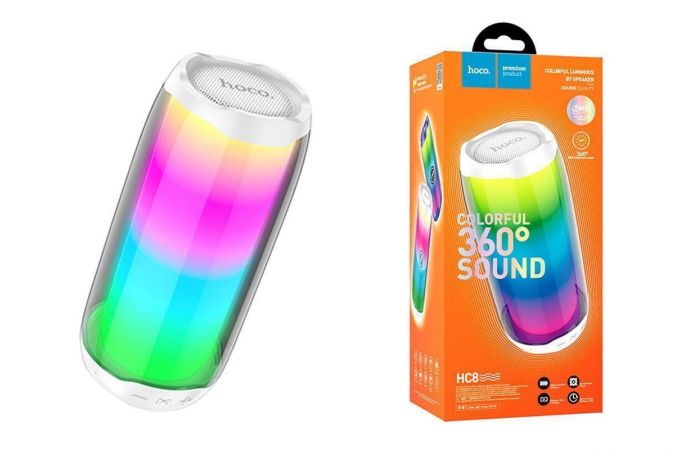 Портативная беспроводная колонка HOCO HC8 Pulsating colorful luminous wireless speaker белый