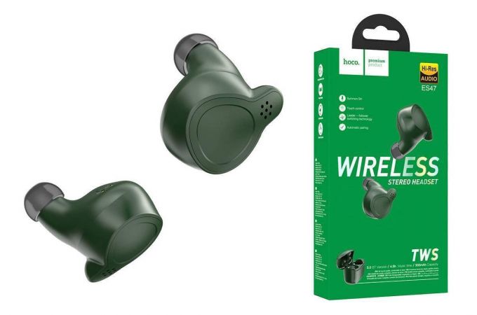 Наушники вакуумные беспроводные HOCO ES47 Shelly sound TWS wiereless headset Bluetooth (зеленый)