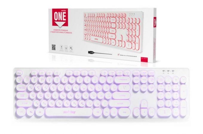Клавиатура проводная Smartbuy ONE 328 с подсветкой USB (SBK-328U-W) (белый)