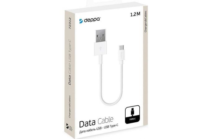 Кабель USB - USB Type-C Deppa (72312) 2,4A (белый) 1,2м