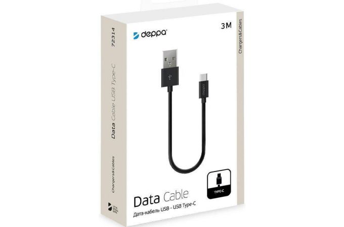 Кабель USB - USB Type-C Deppa (72314) 2,4A (черный) 3м