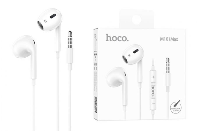 Наушники вакуумные проводные HOCO M101 Max Crystal grace wire-controlled earphones  (белый)