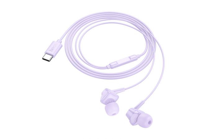 Наушники вакуумные проводные HOCO M113 Landy universal digital earphones with microphone штекер Type-C (фиолетовый)