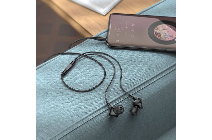 Наушники вакуумные проводные HOCO M113 Landy universal earphones with microphone (черный)