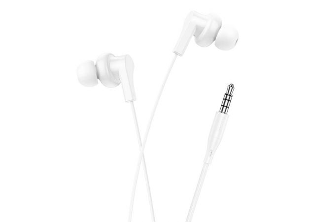 Наушники вакуумные проводные HOCO M114 Jia universal earphones with microphone (белый)