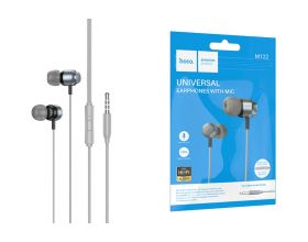 Наушники вакуумные проводные HOCO M122 Power metal universal earphones with microphone (серый)