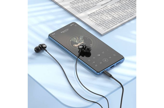 Наушники вакуумные проводные HOCO M122 Power metal universal earphones with microphone (серый)