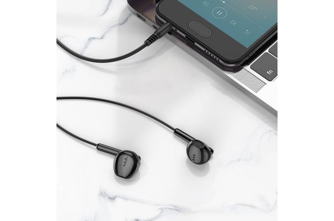 Наушники вакуумные проводные HOCO M123 Glory universal earphones with microphone (черный)