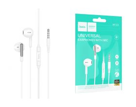 Наушники вакуумные проводные HOCO M123 Glory universal earphones with microphone (белый)