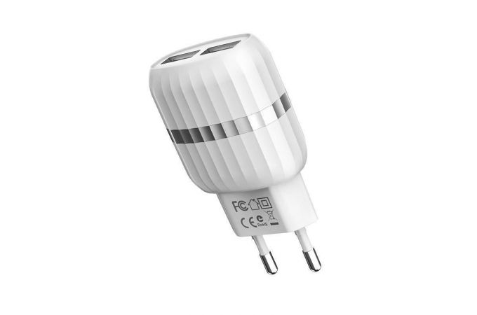 Сетевое зарядное устройство 2USB + кабель Lightning BOROFONE BA24A Vigor 2400mAh (белый)