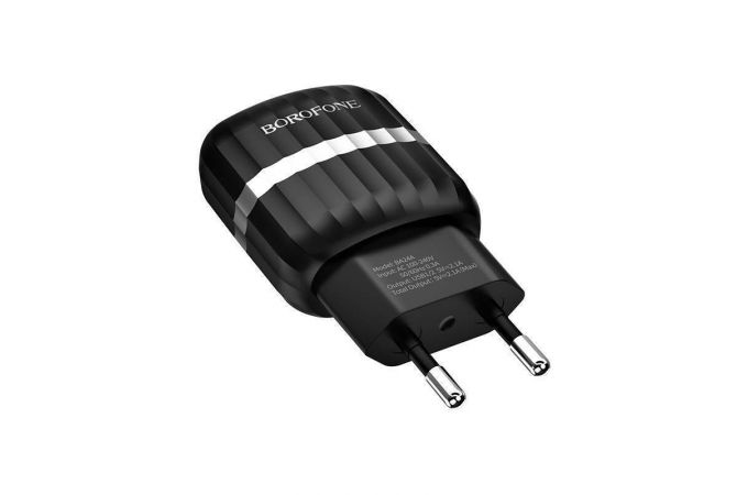 Сетевое зарядное устройство 2USB + кабель MicroUSB BOROFONE BA24A Vigor 2400mAh (черный)