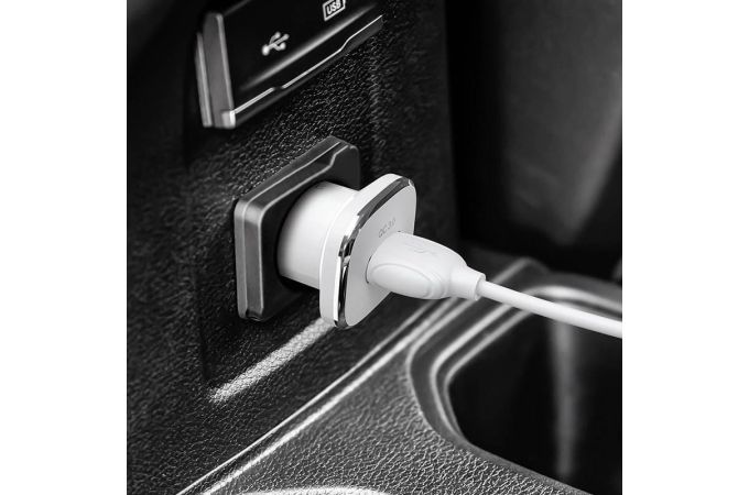 Автомобильное зарядное устройство АЗУ USB + кабель MicroUSB BOROFONE BZ12А Lasting power QC 3.0 (белый)