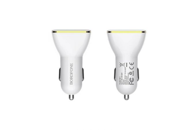 Автомобильное зарядное устройство АЗУ 2USB BOROFONE BZ11 Speed map (белый)