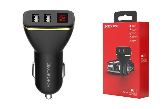 Автомобильное зарядное устройство АЗУ 2USB BOROFONE BZ11 Speed map 2.1A (черный)