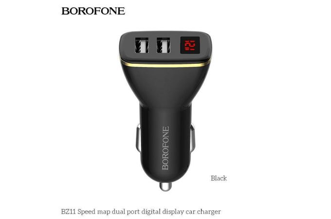 Автомобильное зарядное устройство АЗУ 2USB BOROFONE BZ11 Speed map 2.1A (черный)